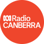 A red circle contains the triple twisted ABC icon and the word radio stacked on top of the word Canberra